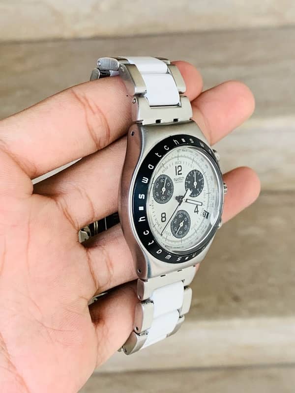 Swatch Swiss Made Chronograph Original Watch Panda Dial For Men 9.5/10 2