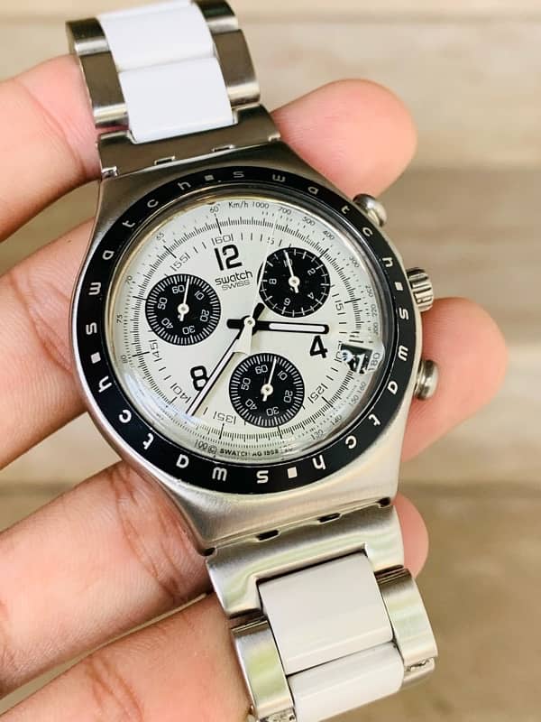 Swatch Swiss Made Chronograph Original Watch Panda Dial For Men 9.5/10 8