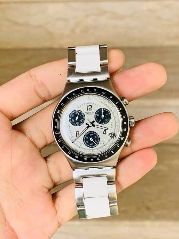 Swatch Swiss Made Chronograph Original Watch Panda Dial For Men 9.5/10 10