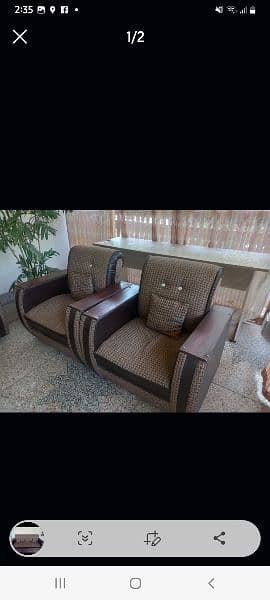 5 seater used wooden, rod iron & sofa cum bed for sale 1