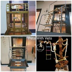 Grey Parrot / Cockatoo/ Macaw / Lorry & Eclectus Bird stand And Cages