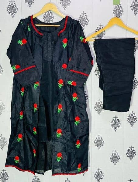 3 PC's woman stitched katan silk embroidered gown suit. home delivery 4