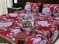 3 PCs cotton printed double Bedsheets