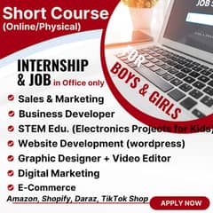 office based, IT jobs / Short Course / internship for male n female