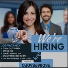 JOb For Female | Office staff Required | JOBS