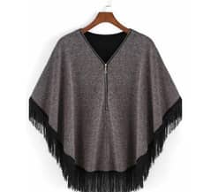 grey zipper poncho