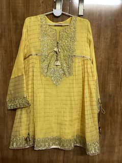 Yellow peplum shirt with gharara pants