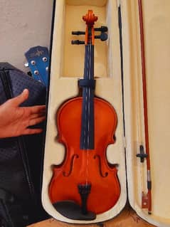 violin along with box and bow