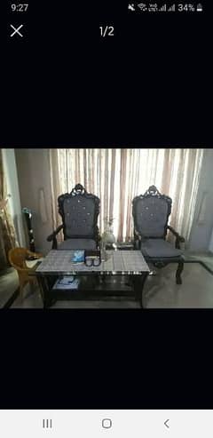 2  chairs with table