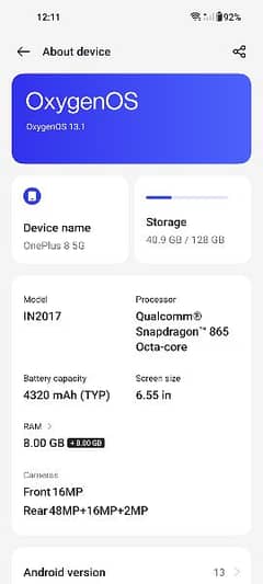 OnePlus 8 non pta single sim 0