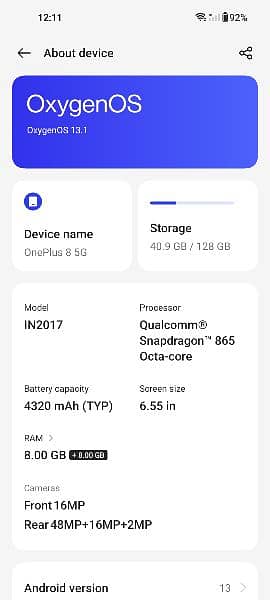 OnePlus 8 non pta single sim 0