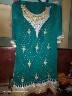 Birdal Green Hand work Drees One Time Used 10 by 10 condition