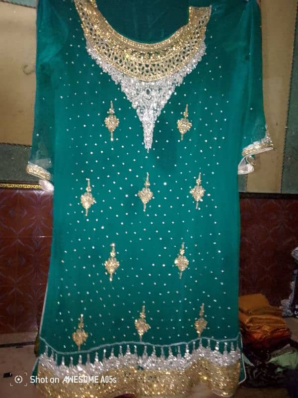 Birdal Green Hand work Drees One Time Used 10 by 10 condition 3