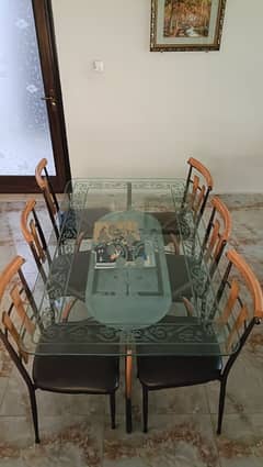 Dining Table for Sale 6 Seater / 6 Chairs Dining Table / Glass Top 0