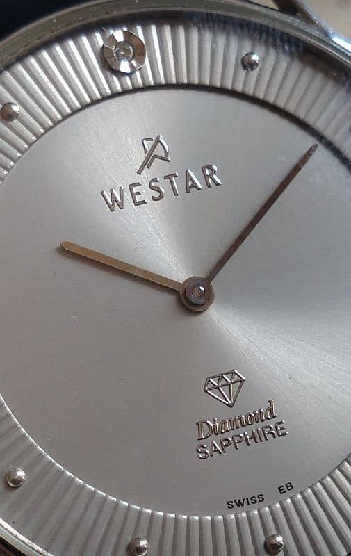 Westar Swiss Dress Watch Original Diamond & Sapphire Watch Brand New 4