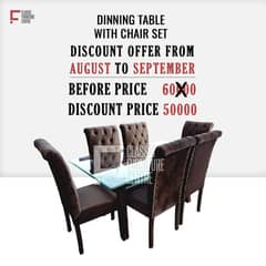 Glass top dining table for sale / 6 chairs wooden dining table