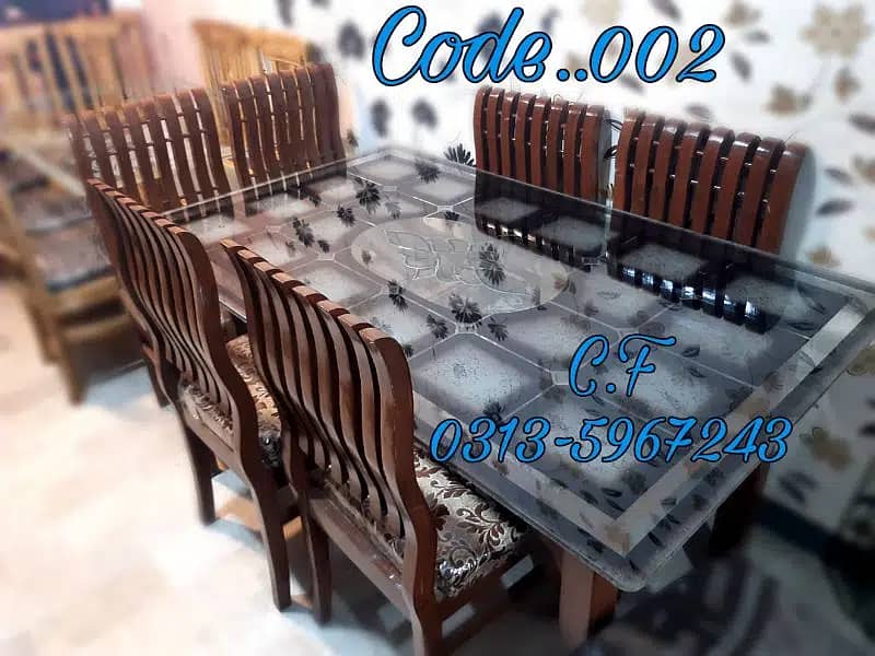 Glass top dining table for sale / 6 chairs wooden dining table 3