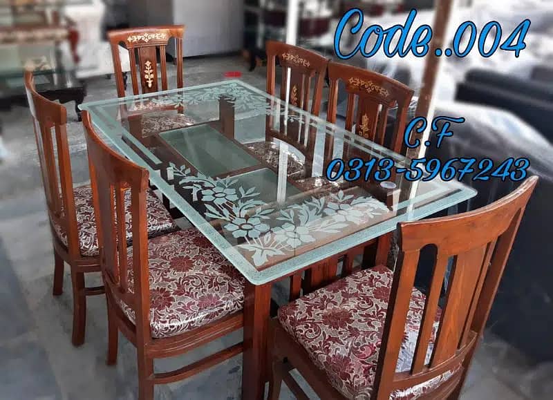 Glass top dining table for sale / 6 chairs wooden dining table 5