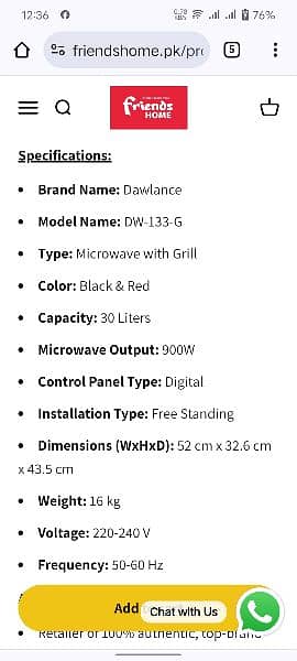 Dawlance DW-133-G is a 30-liter grilling microwave oven 9