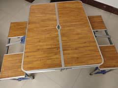 Portable Travel Picnic Table & Chairs - Wooden Style