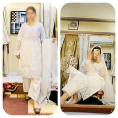 3 Pcs Women's Stitched Fancy Organza
Embroidered Suit