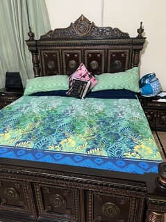 shesham bed set with two side tables and dressing 0