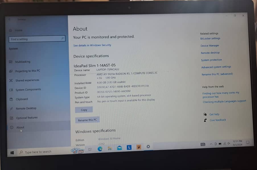 Sparingly used Lenovo Notbook Ideapad Slim 3