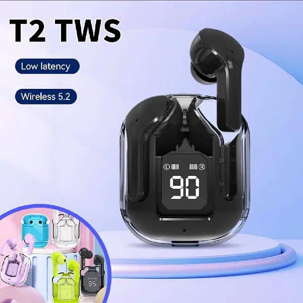 Original T2 wireless Bluetooth earphone LED power digital display. 0