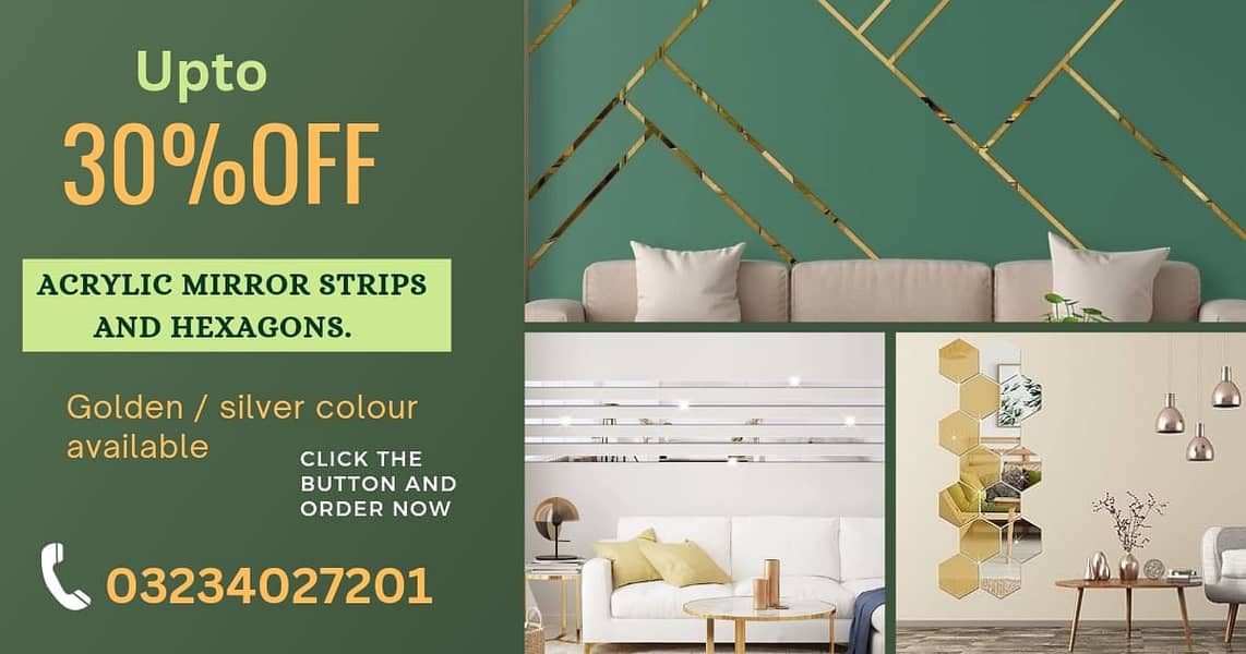 Home Decor | Acrylic Mirror Strips | Self-Adhesive | Wall Sticker 1