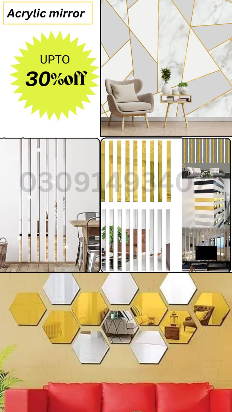 Home Decor | Acrylic Mirror Strips | Self-Adhesive | Wall Sticker 2