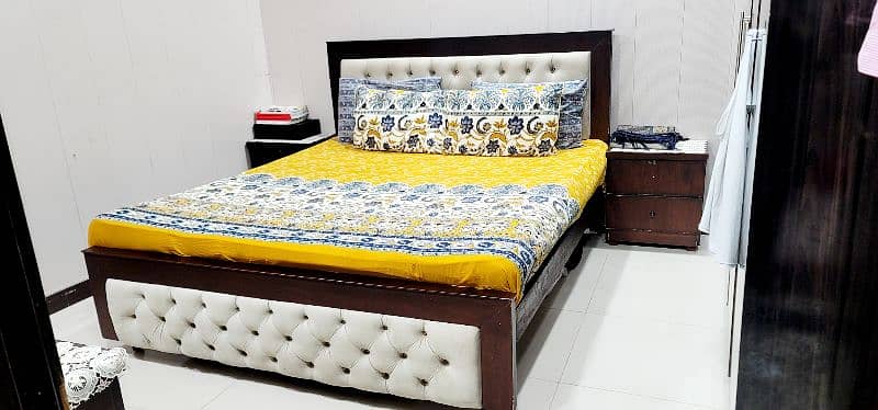 wooden Double bed / side table / dressing / mattress / Furniture 2