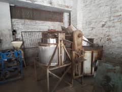 Slanty frying unit, peanut peeling and frying unit, nimko unit