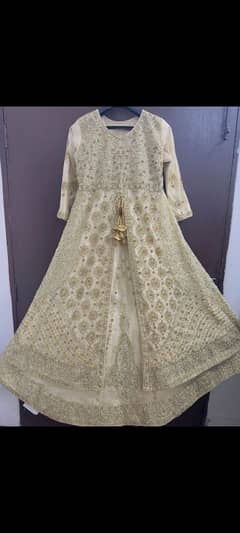 bridal golden maxi ,with beautiful heavy dupatta , trouser,pouch.