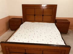 Wooden King Size Bed without Mattress Two SideTables  Dressing table