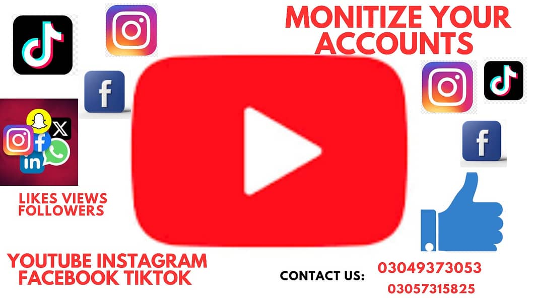 Instagram, YouTube, Facebook services,TikTok followers likes views 1