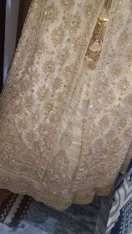 bridal golden maxi ,with beautiful heavy dupatta , trouser,pouch. 2