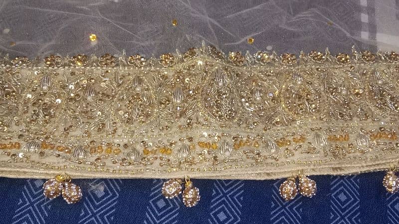 bridal golden maxi ,with beautiful heavy dupatta , trouser,pouch. 3