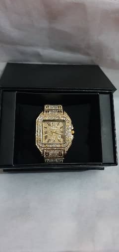 Full gold square diamond watch