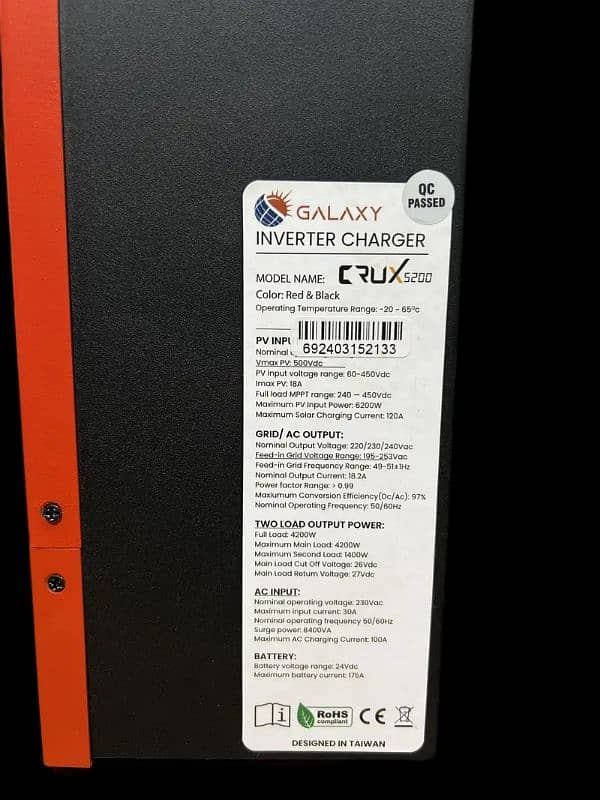 Galaxy Crux 4200watt hybrid inverter with out warranty 1