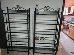 solid wrought Iron Book Shelves Pair for sale