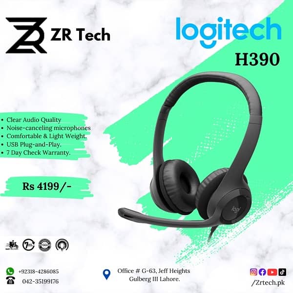 Logitech H390 USB Noise Cancellation Headphone 0