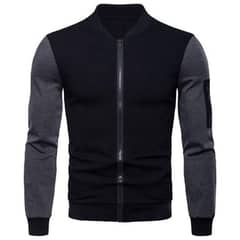 Imported 1 Pc Men's Fit body fleece plain Jacket-black. Free delivery