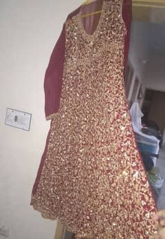 full length bridal maxi mehroon in color