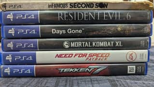 Ps4 Games Resident evil,tekken days gone,Need for speed,mortal kombat