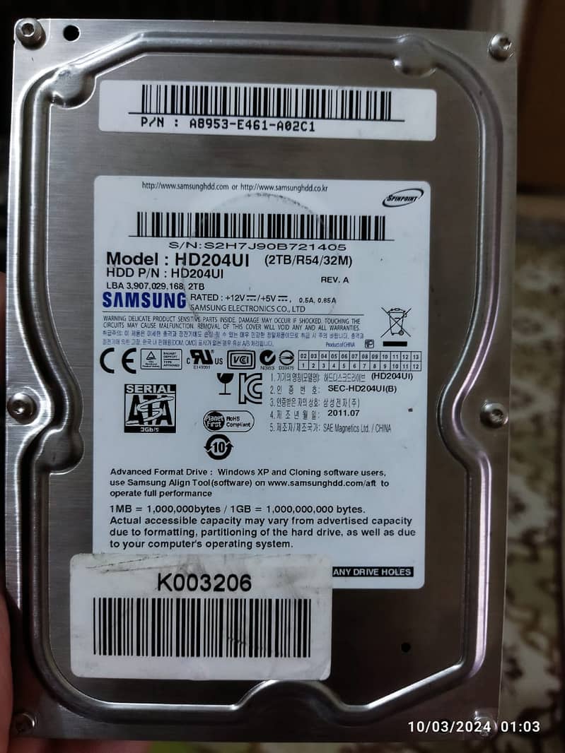 2TB Hard drive for urgent Sale (Whatsapp 0333-6233364) 0