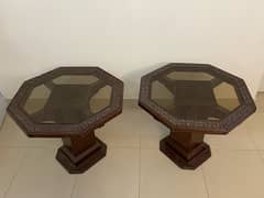 Pair of Octagonal side tables in Sheesham wood