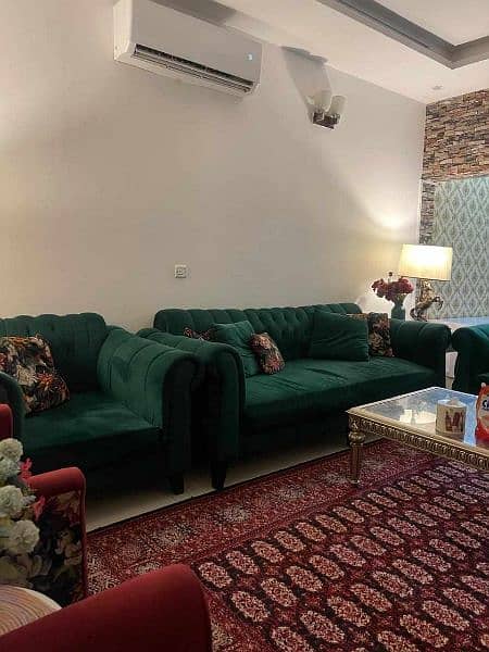 Green Sofa Set with Table Center 4