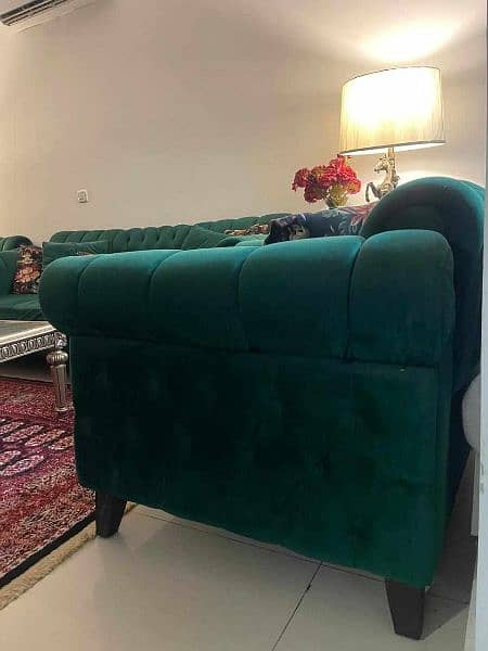 Green Sofa Set with Table Center 7