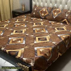 3 pcs crystal cotton printed double bedsheet