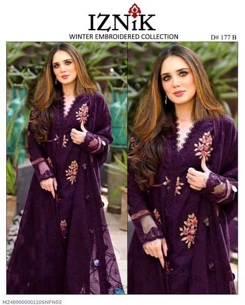 3pc womens unstitched dhanak embroided suits 2